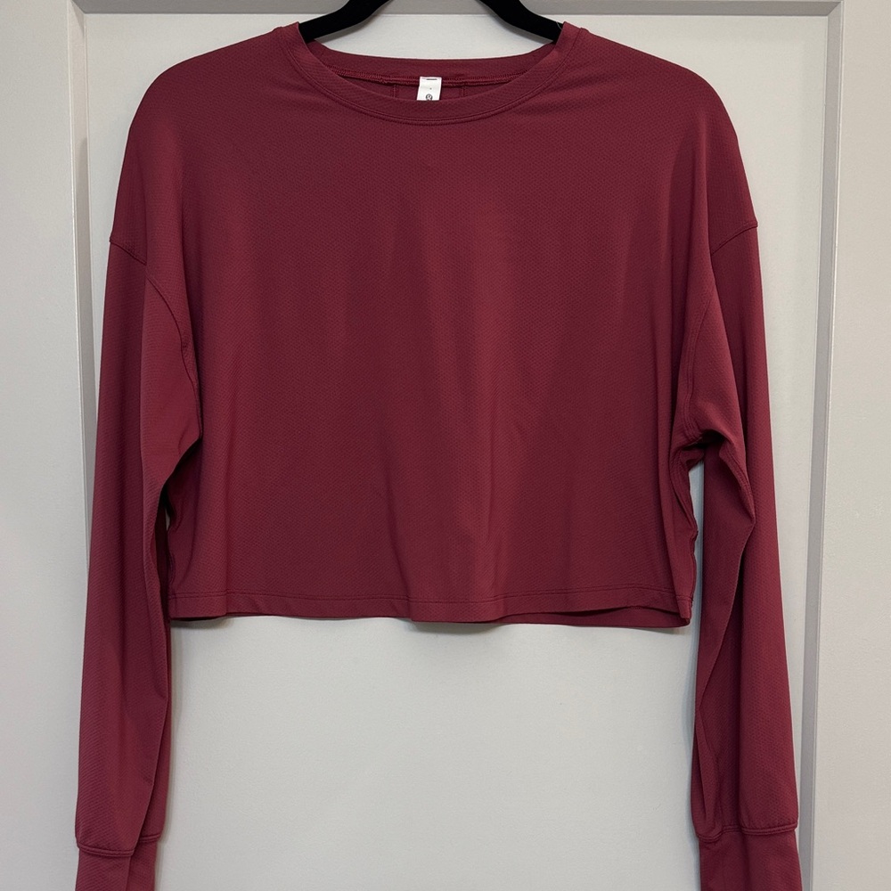 lululemon athletica Maroon Long Sleeve Crop Top